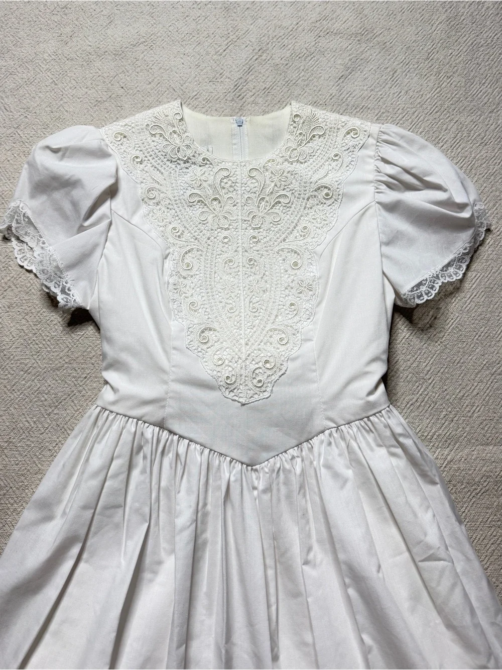 VTG 80s Jessica McClintock White Embroidered Flower Girl Church Dress 12